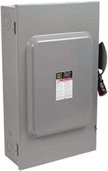 Square D - 200 Amp, 240 VAC, 250 VDC, 3 Pole Fused Safety Switch - NEMA 1, 15 hp at 240 VAC (Single Phase), 60 hp at 240 VAC, 40 hp at 250 VDC (Triple Phase), 3PST Contact Form - Exact Tool & Supply
