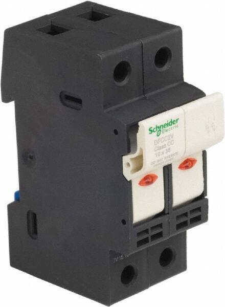 Schneider Electric - 2 Pole, 600 Volt, 30 Amp, DIN Rail Mount Fuse Holder - Compatible with CC Class, 35mm Wide Fuse - Exact Tool & Supply