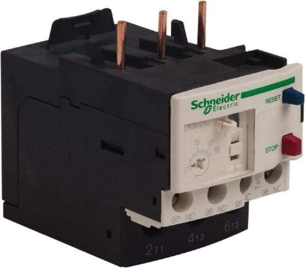 Schneider Electric - 3 Pole, NEMA Size 0-1, 12 to 18 Amp, 690 VAC, Thermal NEMA Overload Relay - Trip Class 20, For Use with LC1D18, LC1D25, LC1D32 and LC1D38 - Exact Tool & Supply