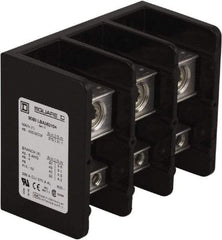Square D - 3 Poles, 270 (Aluminium), 335 (Copper) Amp, Phenolic Power Distribution Block - 600 VAC, 1 Primary Connection - Exact Tool & Supply