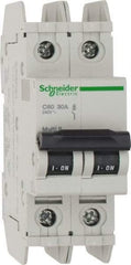 Schneider Electric - 30 Amp, 125 VDC, 240 VAC, 60 VDC, 1 Pole, DIN Rail Mount, Fixed Mount Miniature Circuit Breaker - Thermal Magnetic Trip, Multiple Breaking Capacity Ratings, 73mm Deep x 107mm High x 36mm Wide - Exact Tool & Supply