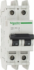 Schneider Electric - 25 Amp, 125 VDC, 240 VAC, 60 VDC, 1 Pole, DIN Rail Mount, Fixed Mount Miniature Circuit Breaker - Thermal Magnetic Trip, Multiple Breaking Capacity Ratings, 73mm Deep x 107mm High x 36mm Wide - Exact Tool & Supply