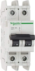 Schneider Electric - 8 Amp, 125 VDC, 240 VAC, 60 VDC, 1 Pole, DIN Rail Mount, Fixed Mount Miniature Circuit Breaker - Thermal Magnetic Trip, Multiple Breaking Capacity Ratings, 73mm Deep x 107mm High x 36mm Wide - Exact Tool & Supply