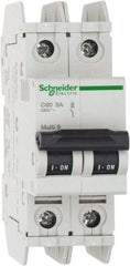 Schneider Electric - 5 Amp, 125 VDC, 240 VAC, 60 VDC, 1 Pole, DIN Rail Mount, Fixed Mount Miniature Circuit Breaker - Thermal Magnetic Trip, Multiple Breaking Capacity Ratings, 73mm Deep x 107mm High x 36mm Wide - Exact Tool & Supply