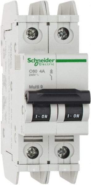 Schneider Electric - 4 Amp, 125 VDC, 240 VAC, 60 VDC, 1 Pole, DIN Rail Mount, Fixed Mount Miniature Circuit Breaker - Thermal Magnetic Trip, Multiple Breaking Capacity Ratings, 73mm Deep x 107mm High x 36mm Wide - Exact Tool & Supply