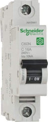 Schneider Electric - 16 Amp, 440 VAC, 1 Pole, DIN Rail Mounted Miniature Circuit Breaker - Magnetic Trip, Multiple Breaking Capacity Ratings, 18-4 AWG, 76mm Deep x 81mm High x 18mm Wide - Exact Tool & Supply