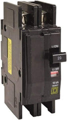 Square D - 25 Amp, 120/240 VAC, 2 Pole, DIN Rail Mounted, Flush Mount, Surface Mount Miniature Circuit Breaker - Thermal Magnetic Trip, 10 kA at 120/240 VAC Breaking Capacity, 14-2 (Aluminum), 14-2 (Copper) AWG, 74mm Deep x 103mm High x 19mm Wide - Exact Tool & Supply