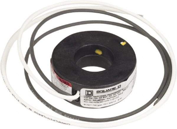 Square D - 200 Amp AC Input, 5 Amp AC Output, Panel Meter Current Transformer - Flying Lead Terminal, For Use with AC Ammeter - Exact Tool & Supply