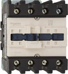 Schneider Electric - 4 Pole, 110 Coil VAC at 50/60 Hz, 80 Amp, Nonreversible IEC Contactor - 1 Phase hp: 10 at 230/240 VAC, 5 at 115 VAC, 3 Phase hp: 20 at 200/208 VAC, 20 at 230/240 VAC, 50 at 460/480 VAC, 50 at 575/600 VAC - Exact Tool & Supply