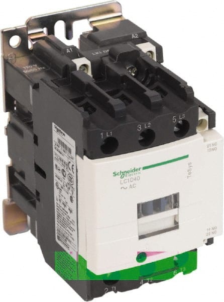 Schneider Electric - 3 Pole, 120 Coil VAC at 50/60 Hz, 40 Amp at 440 VAC and 60 Amp at 440 VAC, Nonreversible IEC Contactor - Exact Tool & Supply