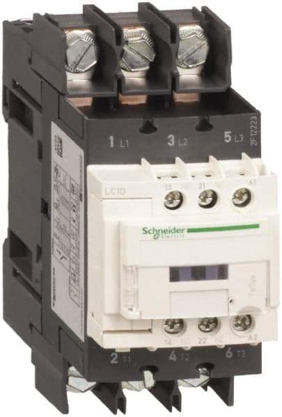 Schneider Electric - 3 Pole, 24 Coil VAC at 50/60 Hz, 65 Amp at 440 VAC, Nonreversible IEC Contactor - CCC, CSA, CSA C22.2 No. 14, EN/IEC 60947-4-1, EN/IEC 60947-5-1, GOST, RoHS Compliant, UL 508, UL Listed - Exact Tool & Supply