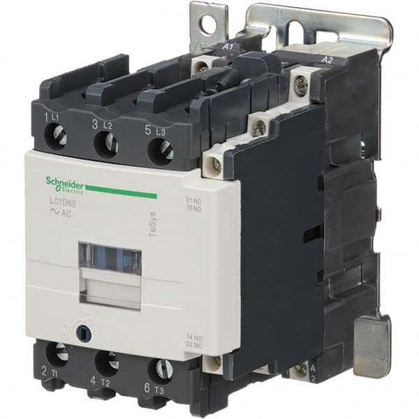 Schneider Electric - 3 Pole, 120 Coil VAC at 50/60 Hz, 65 Amp at 440 VAC and 80 Amp at 440 VAC, Nonreversible IEC Contactor - Exact Tool & Supply