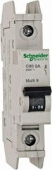 Schneider Electric - 2 Amp, 125 VDC, 240 VAC, 60 VDC, 1 Pole, DIN Rail Mount, Fixed Mount Miniature Circuit Breaker - Thermal Magnetic Trip, Multiple Breaking Capacity Ratings, 73mm Deep x 107mm High x 18mm Wide - Exact Tool & Supply