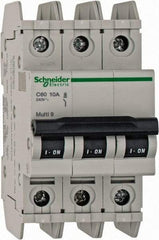 Schneider Electric - 10 Amp, 125 VDC, 240 VAC, 60 VDC, 3 Pole, DIN Rail Mount, Fixed Mount Miniature Circuit Breaker - Thermal Magnetic Trip, Multiple Breaking Capacity Ratings, 73mm Deep x 107mm High x 54mm Wide - Exact Tool & Supply