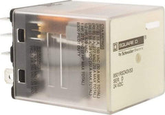 Square D - Electromechanical Plug-in General Purpose Relay - 10 Amp at 250 VAC, 3PDT, 24 VDC - Exact Tool & Supply