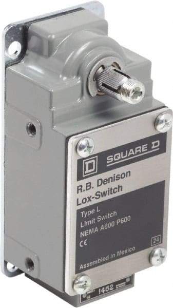 Square D - DPST, 2NO, 600 Volt Screw Terminal, Rotary Spring Return Actuator, General Purpose Limit Switch - 1, 2, 4, 12, 13 NEMA Rating, IP67 IPR Rating - Exact Tool & Supply