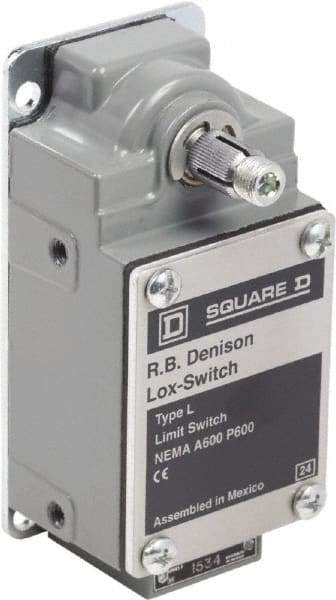 Square D - DPST, 2NC, 600 Volt Screw Terminal, Rotary Spring Return Actuator, General Purpose Limit Switch - 1, 2, 4, 12, 13 NEMA Rating, IP67 IPR Rating - Exact Tool & Supply