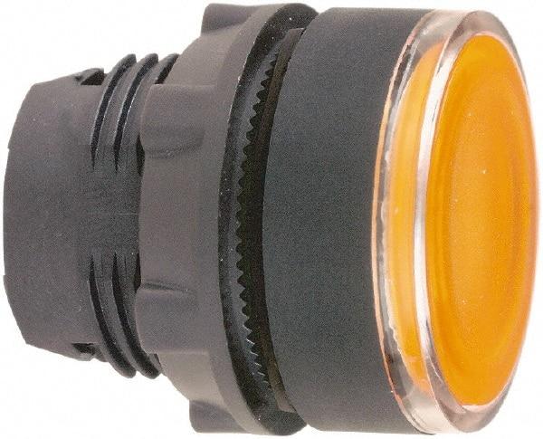 Schneider Electric - 22mm Mount Hole, Flush, Pushbutton Switch Only - Round, Yellow Pushbutton, Illuminated, Momentary (MO) - Exact Tool & Supply