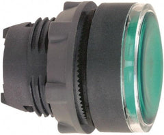 Schneider Electric - 22mm Mount Hole, Flush, Pushbutton Switch Only - Round, Green Pushbutton, Illuminated, Maintained (MA) - Exact Tool & Supply
