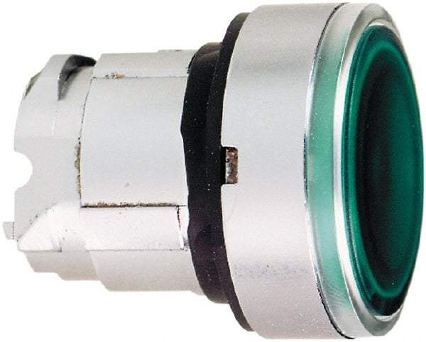 Schneider Electric - 22mm Mount Hole, Flush, Pushbutton Switch Only - Round, Green Pushbutton, Nonilluminated, Momentary (MO) - Exact Tool & Supply