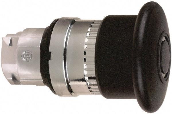 Schneider Electric - 22mm Mount Hole, Extended Mushroom Head, Pushbutton Switch Only - Round, Black Pushbutton, Nonilluminated, Maintained (MA) - Exact Tool & Supply
