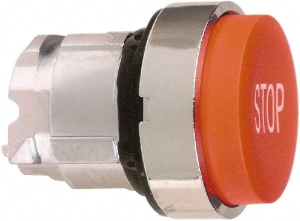 Schneider Electric - 22mm Mount Hole, Extended Straight, Pushbutton Switch Only - Round, Red Pushbutton, Nonilluminated, Momentary (MO) - Exact Tool & Supply