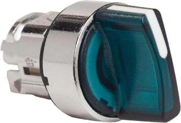 Schneider Electric - 22mm Mount Hole, 3 Position, Handle Operated, Selector Switch - Green, Momentary (MO), Illuminated, Shock, Vibration and Water Resistant - Exact Tool & Supply