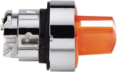 Schneider Electric - 22mm Mount Hole, 3 Position, Handle Operated, Selector Switch - Orange, Momentary (MO), Illuminated, Shock, Vibration and Water Resistant - Exact Tool & Supply