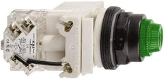 Schneider Electric - 120 V Green Lens LED Press-to-Test Indicating Light - Octagonal Lens, Screw Clamp Connector, Vibration Resistant - Exact Tool & Supply