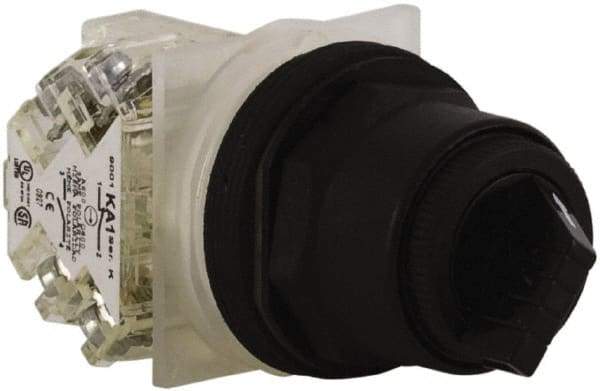 Schneider Electric - 30mm Mount Hole, 2 Position, Knob and Pushbutton Operated, Selector Switch - Black, Maintained (MA), Anticorrosive, Weatherproof, Dust and Oil Resistant - Exact Tool & Supply