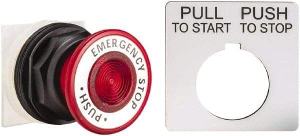 Schneider Electric - 30mm Mount Hole, Extended Straight, Pushbutton Switch Only - Red Pushbutton, Maintained (MA) - Exact Tool & Supply