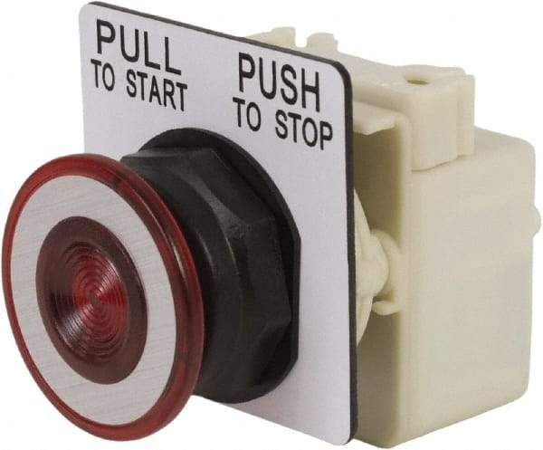 Schneider Electric - 30mm Mount Hole, Extended Straight, Pushbutton Switch Only - Red Pushbutton, Maintained (MA) - Exact Tool & Supply