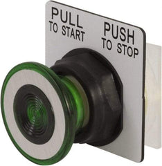 Schneider Electric - 30mm Mount Hole, Extended Mushroom Head, Extended Straight, Pushbutton Switch - Round, Green Pushbutton, Maintained (MA) - Exact Tool & Supply