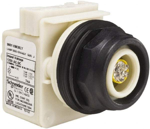 Schneider Electric - 120 V LED Indicating Light - Round Lens, Screw Clamp Connector, Corrosion Resistant, Dust Resistant, Oil Resistant - Exact Tool & Supply