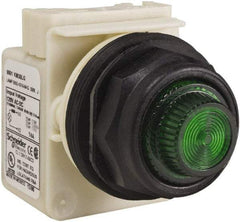 Schneider Electric - 120 V Green Lens LED Indicating Light - Round Lens, Screw Clamp Connector, Corrosion Resistant, Dust Resistant, Oil Resistant - Exact Tool & Supply