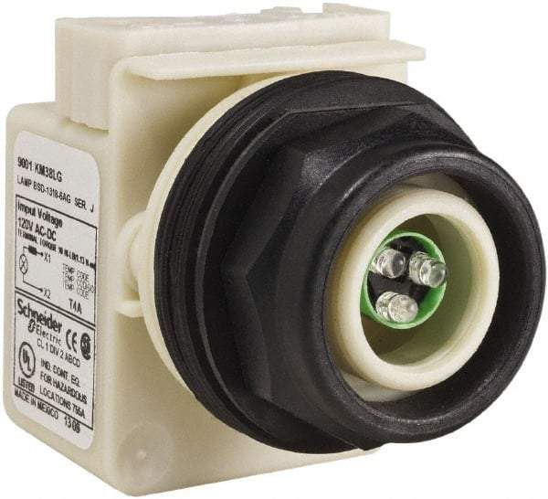 Schneider Electric - 120 V LED Indicating Light - Round Lens, Screw Clamp Connector, Corrosion Resistant, Dust Resistant, Oil Resistant - Exact Tool & Supply