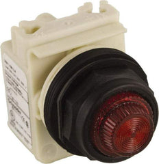 Schneider Electric - 120 VAC Red Lens LED Pilot Light - Round Lens, Screw Clamp Connector, 54mm OAL x 42mm Wide, Vibration Resistant - Exact Tool & Supply