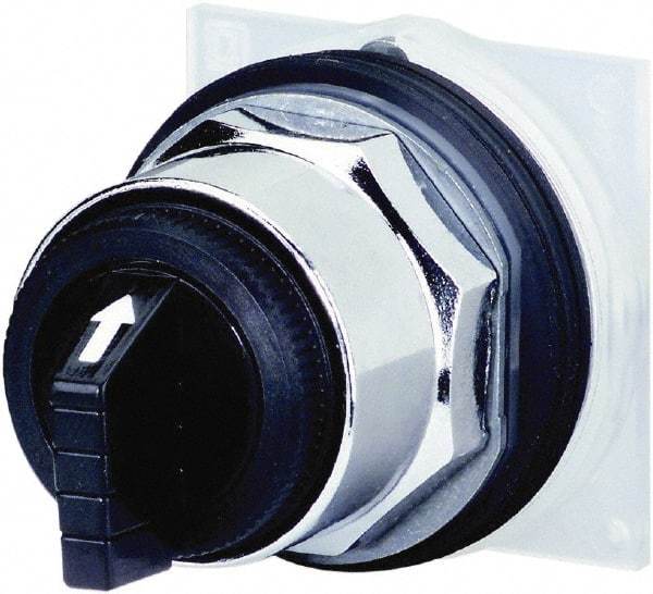 Schneider Electric - 30mm Mount Hole, 3 Position, Knob and Pushbutton Operated, Selector Switch Only - Black, Maintained (MA), without Contact Blocks, Weatherproof and Dust and Oil Resistant - Exact Tool & Supply