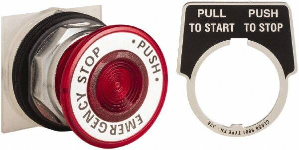 Schneider Electric - 30mm Mount Hole, Extended Straight, Pushbutton Switch Only - Round, Red Pushbutton, Maintained (MA), Weatherproof, Dust and Oil Resistant - Exact Tool & Supply