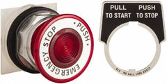 Schneider Electric - 30mm Mount Hole, Extended Straight, Pushbutton Switch Only - Round, Red Pushbutton, Maintained (MA), Weatherproof, Dust and Oil Resistant - Exact Tool & Supply