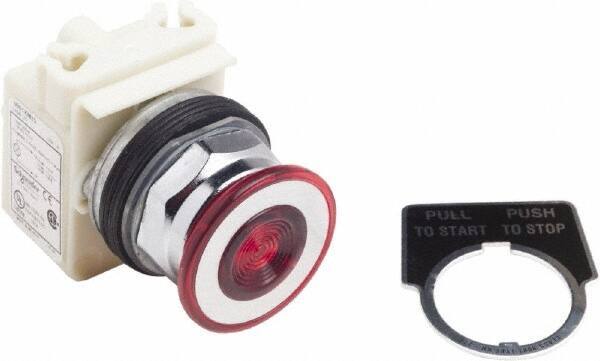 Schneider Electric - 30mm Mount Hole, Extended Straight, Pushbutton Switch Only - Red Pushbutton, Maintained (MA) - Exact Tool & Supply