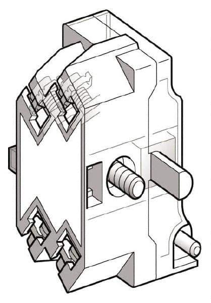 Schneider Electric - Multiple Amp Levels, Electrical Switch Contact Block - 125 VDC at 0.55 Amp and 240 VAC at 3 Amp, Screw Terminal, For Use with Harmony 9001K - Exact Tool & Supply