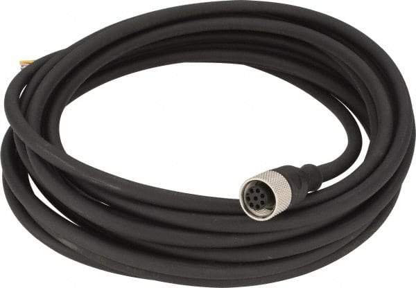 Telemecanique Sensors - 2 Amp, M12 8 Pin Female Straight Cordset Sensor and Receptacle - 250 VAC, 300 VDC, 5m Cable Length, IP67 Ingress Rating - Exact Tool & Supply