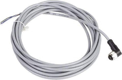 Telemecanique Sensors - 3 Amp, M12 4 Pin Elbowed Female Cordset Sensor and Receptacle - 250 VAC, 300 VDC, 5m Cable Length, IP67 Ingress Rating - Exact Tool & Supply