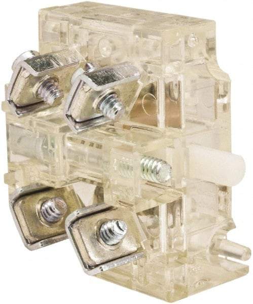 Schneider Electric - NO/NC, 10 Amp, Electrical Switch Contact Block - 600 Volt, Screw and Solder Terminal, 30mm Hole - Exact Tool & Supply