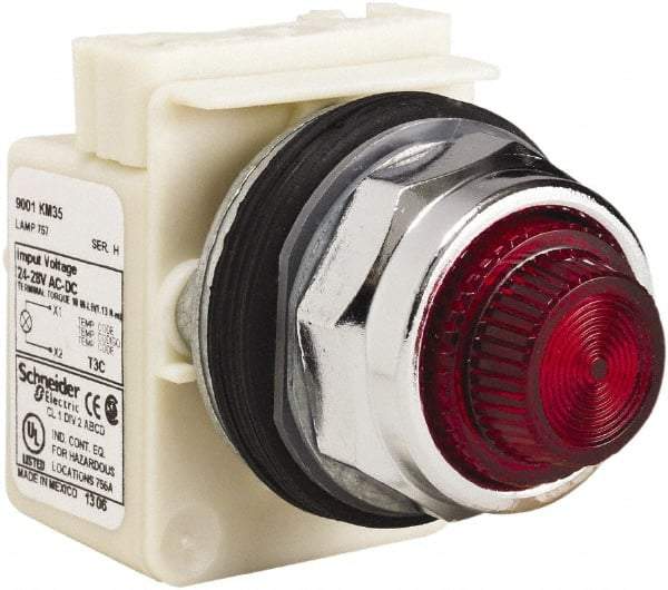 Schneider Electric - 28 V Red Lens Indicating Light - Screw Clamp Connector - Exact Tool & Supply