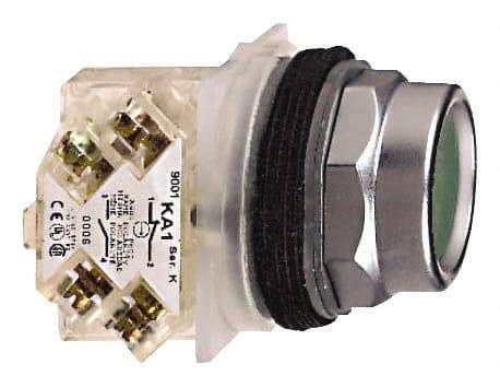 Schneider Electric - 30mm Mount Hole, Recessed, Pushbutton Switch with Contact Block - Octagon, Green Pushbutton, Momentary (MO) - Exact Tool & Supply