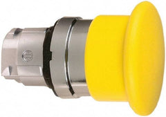 Schneider Electric - 22mm Mount Hole, Extended Mushroom Head, Pushbutton Switch Only - Round, Yellow Pushbutton, Nonilluminated, Momentary (MO) - Exact Tool & Supply