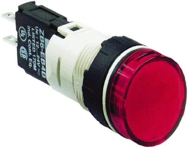 Schneider Electric - 12-24 VAC/VDC Red Lens LED Pilot Light - Round Lens, Quick Connect Connector, 18mm Wide, Vibration Resistant - Exact Tool & Supply