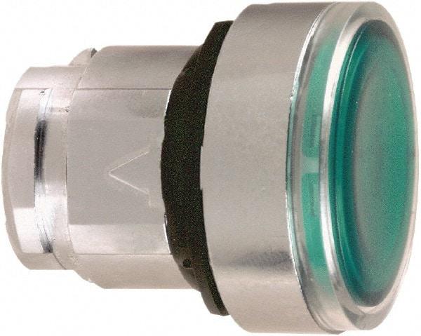 Schneider Electric - 22mm Mount Hole, Flush, Pushbutton Switch Only - Round, Green Pushbutton, Illuminated, Maintained (MA) - Exact Tool & Supply